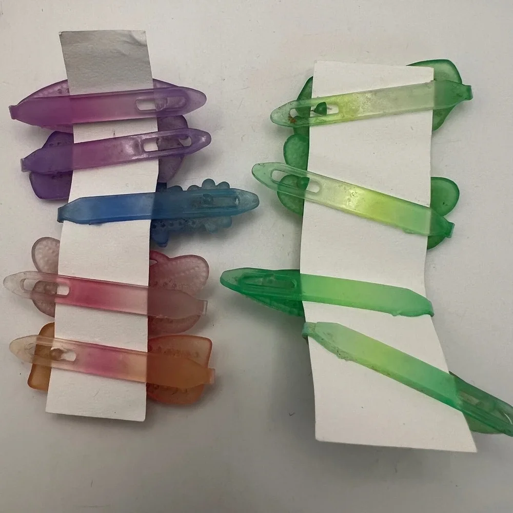 Vtg Plastic Baby Barrettes Lot of 9 80s 90s butterfly flowers bows alt retro